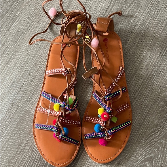Big Buddha Shoes - Big Buddha Multicolor Pom Pom Wrap Sandals